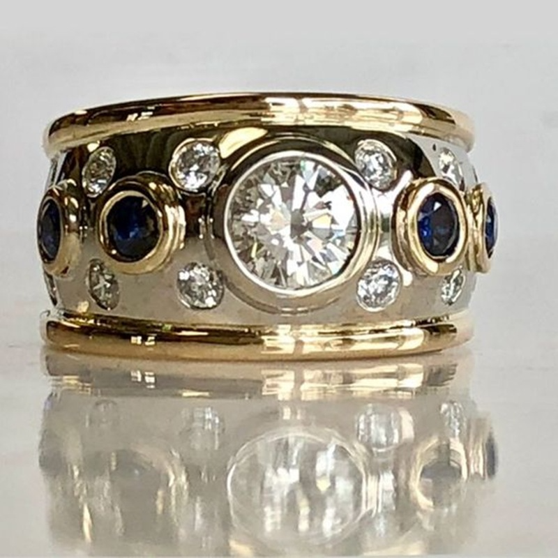 Edna – Vintage Golden Inlaid Zirconia Ring