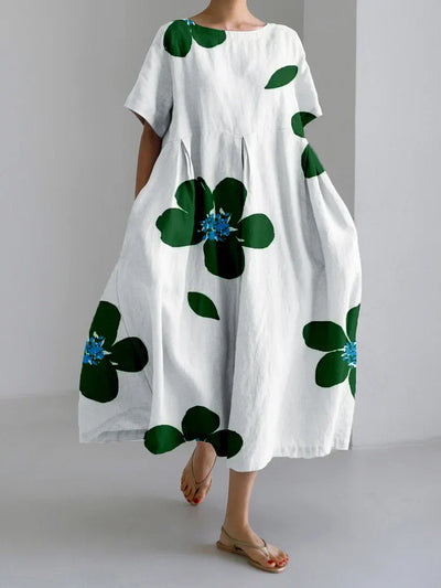 NORA - FLOWER PRINT ROUND NECK DRESS