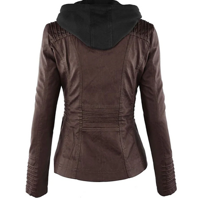 Emma | Leather Jacket with Hood