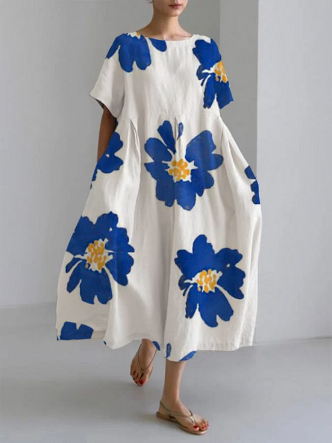 AAMELIA - LOOSE DRESS WITH FINE FLORAL PRINT