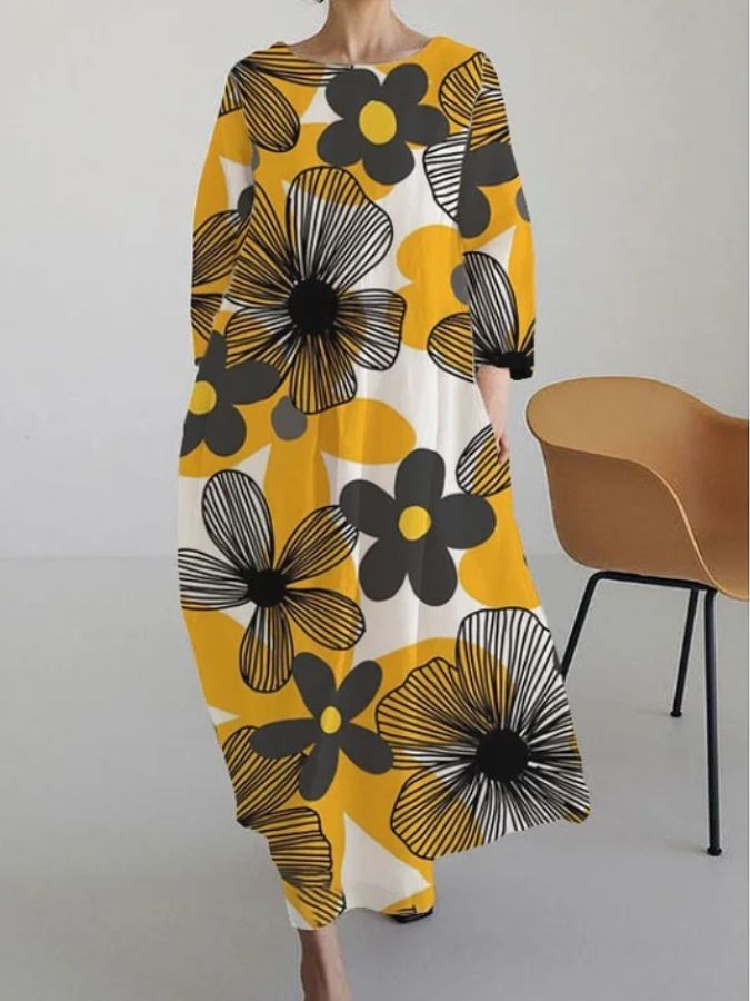 JUNE - V-Neck Dress with Delicate Floral Print